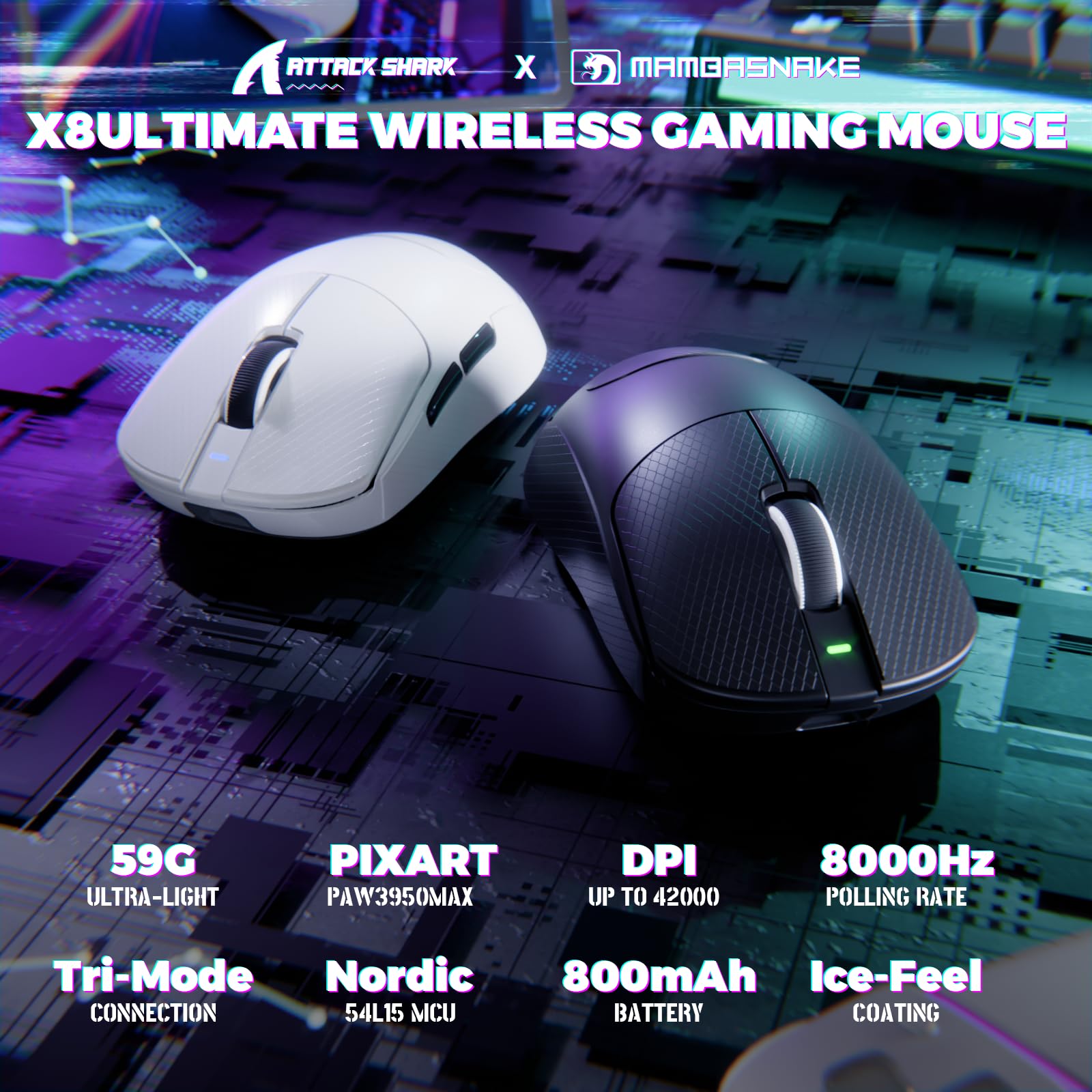 アタックシャーク X8-ULTIMATE ゲーミングマウス Amazon.com: ATTACK SHARK X8 Ultimate Wireless Gaming Mouse,55g